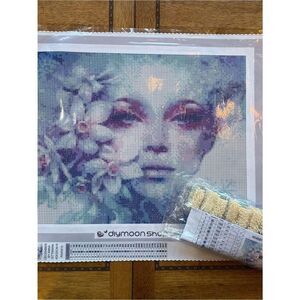 Anna Floral Portrait Diamond Painting Kit in Purple, Pink, Blue